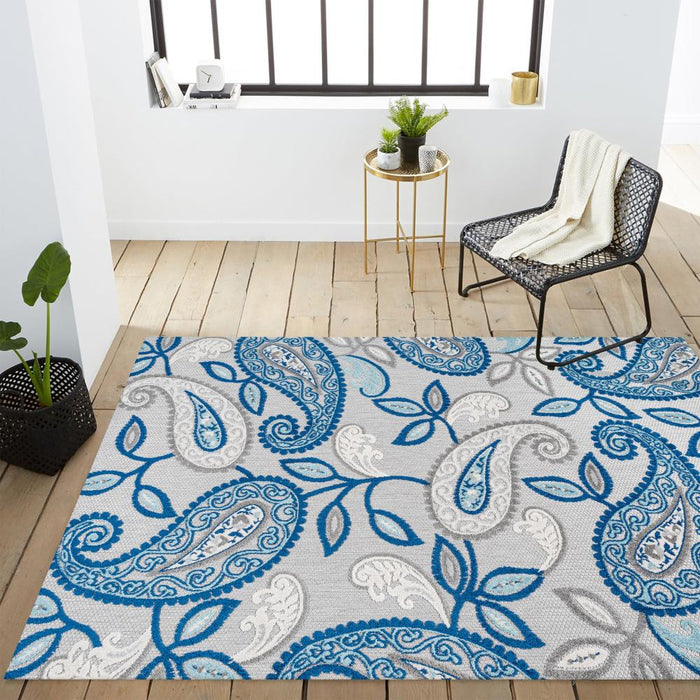 Auckland Julien Paisley High-Low Indoor/Outdoor Area Rug