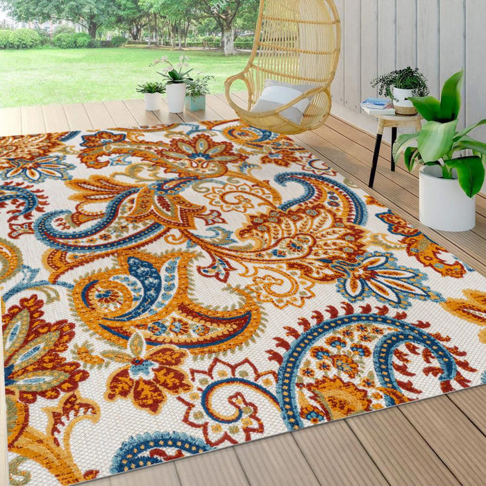 Christchurch Gordes Paisley High-Low Indoor/Outdoor Area Rug