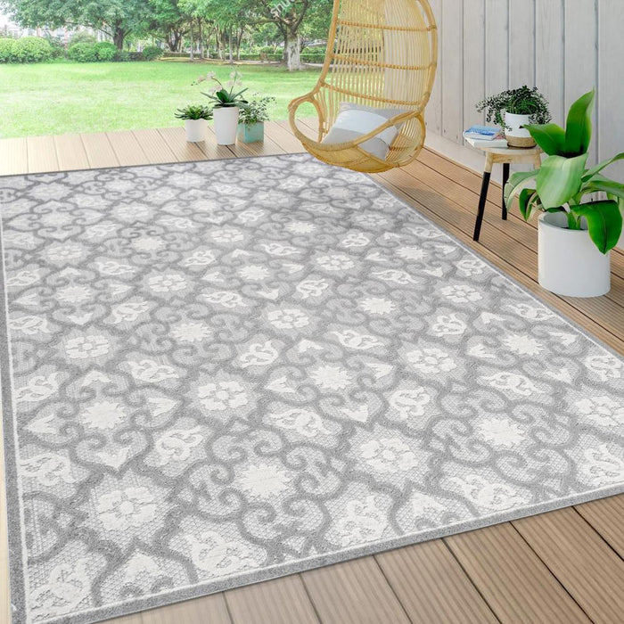 Lower Gallia Tile Trellis High-Low Area Rug