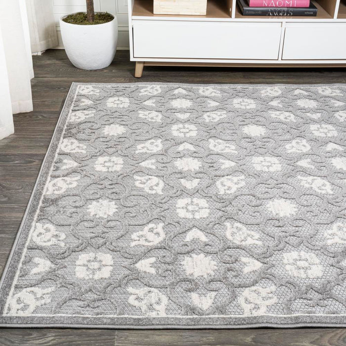 Lower Gallia Tile Trellis High-Low Area Rug