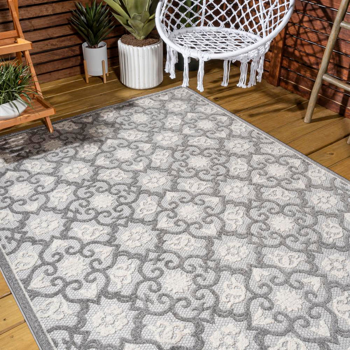 Lower Gallia Tile Trellis High-Low Area Rug