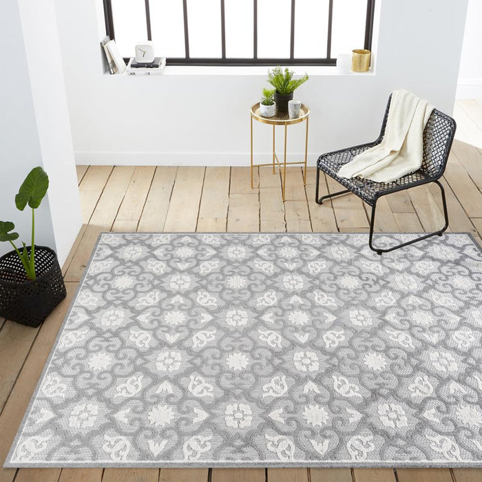 Lower Gallia Tile Trellis High-Low Area Rug