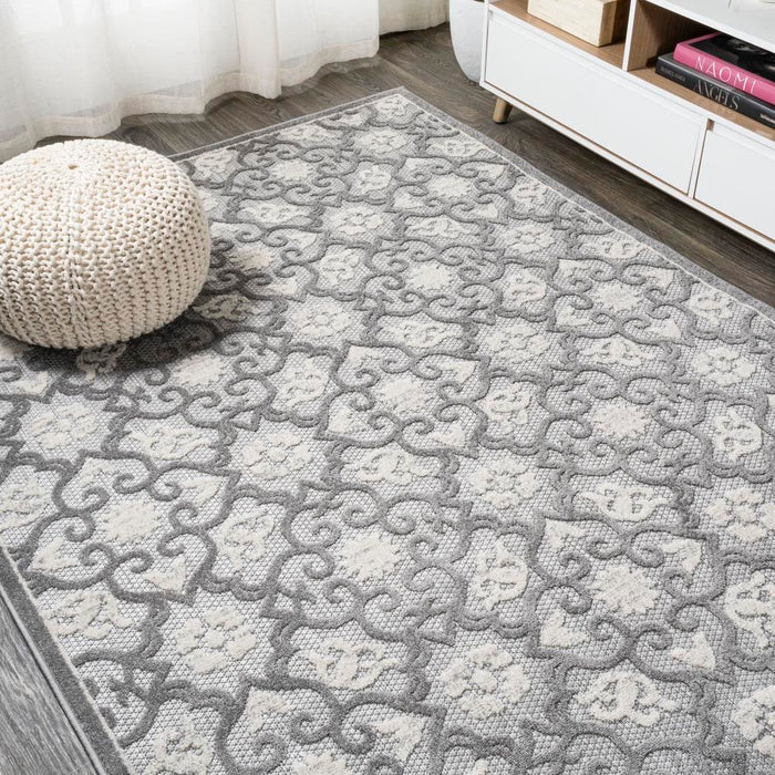 Lower Gallia Tile Trellis High-Low Area Rug