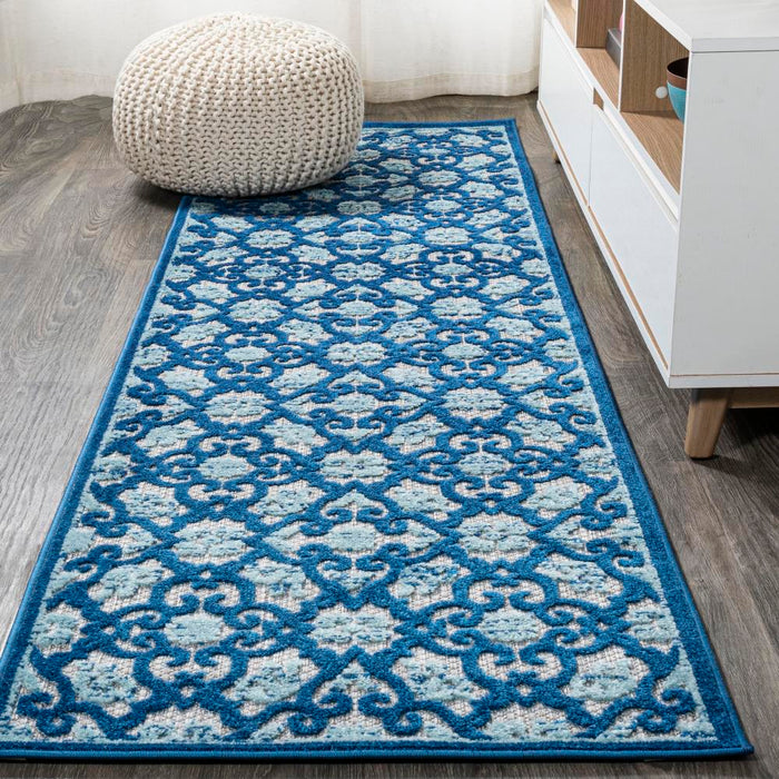 Lower Gallia Tile Trellis High-Low Area Rug