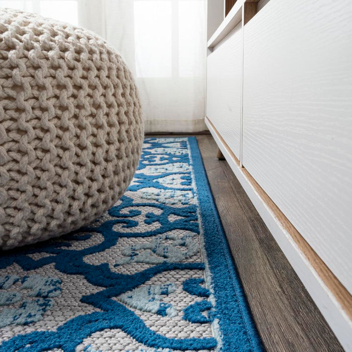 Lower Gallia Tile Trellis High-Low Area Rug