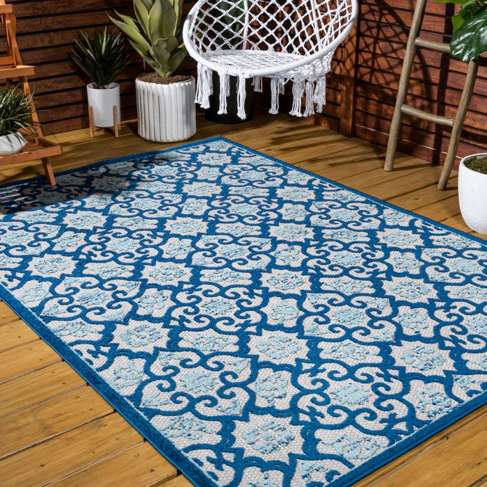 Lower Gallia Tile Trellis High-Low Area Rug