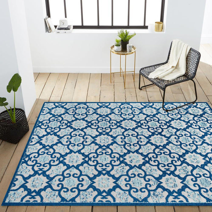 Lower Gallia Tile Trellis High-Low Area Rug