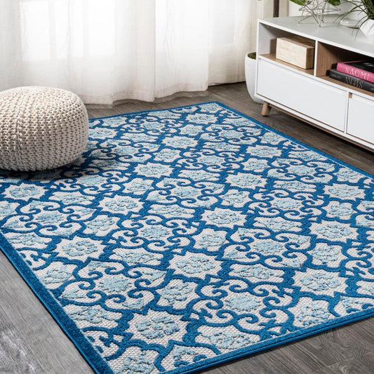 Lower Gallia Tile Trellis High-Low Area Rug