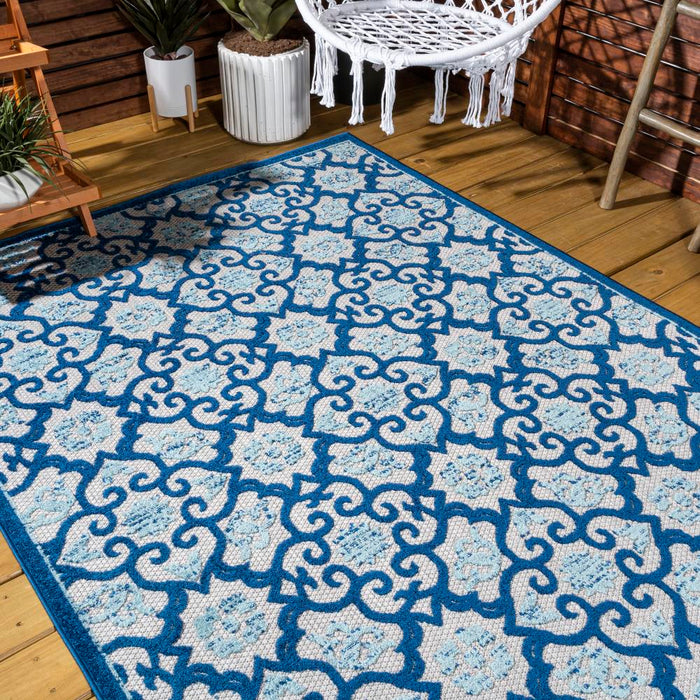 Lower Gallia Tile Trellis High-Low Area Rug