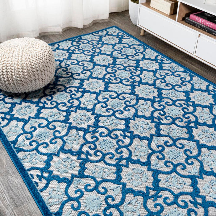 Lower Gallia Tile Trellis High-Low Area Rug