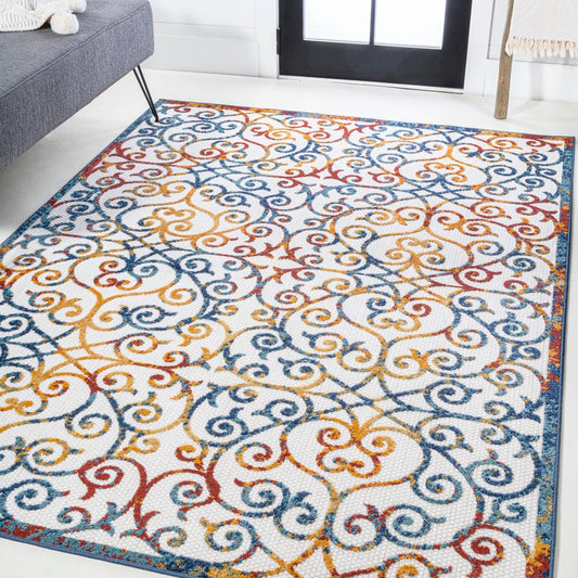 Dhairya Scroll Trellis Indoor/outdoor Area Rug