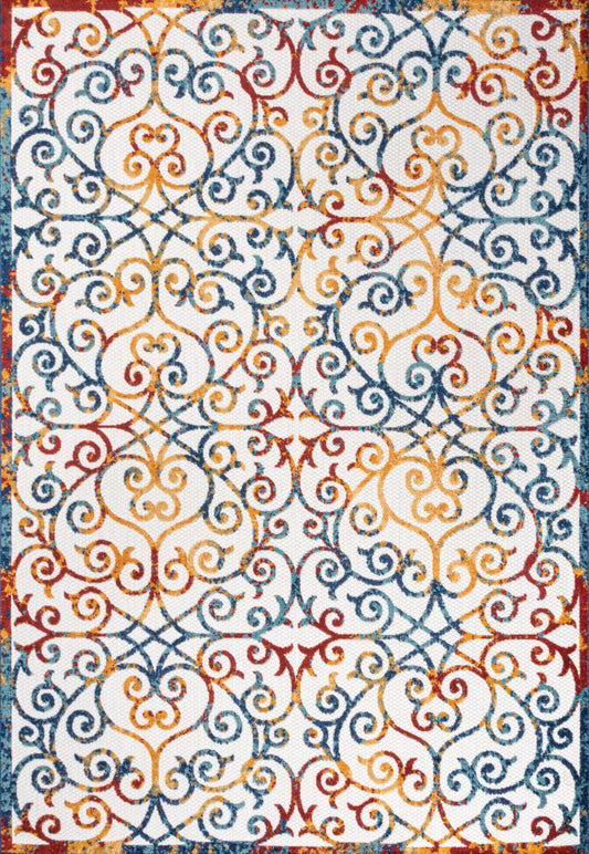 Dhairya Scroll Trellis Indoor/outdoor Area Rug