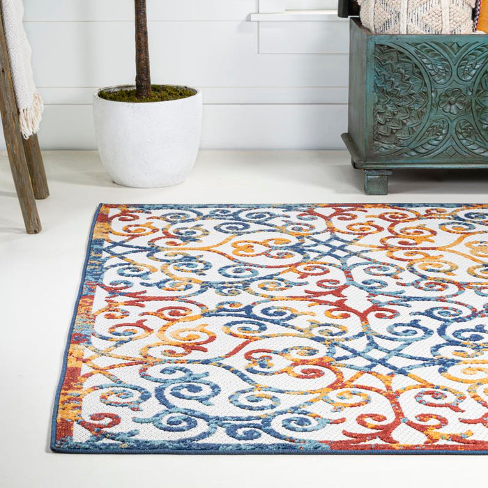 Dhairya Scroll Trellis Indoor/outdoor Area Rug