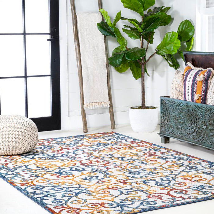 Dhairya Scroll Trellis Indoor/outdoor Area Rug