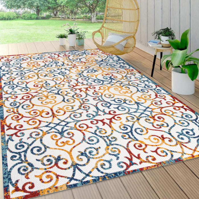 Dhairya Scroll Trellis Indoor/outdoor Area Rug