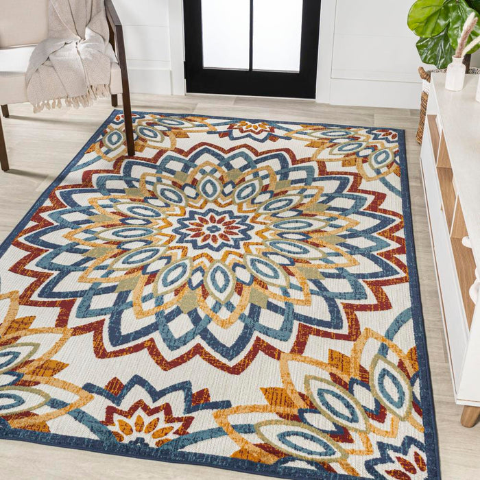 Cas abstract Bold Mandala High-low Indoor/outdoor Area Rug