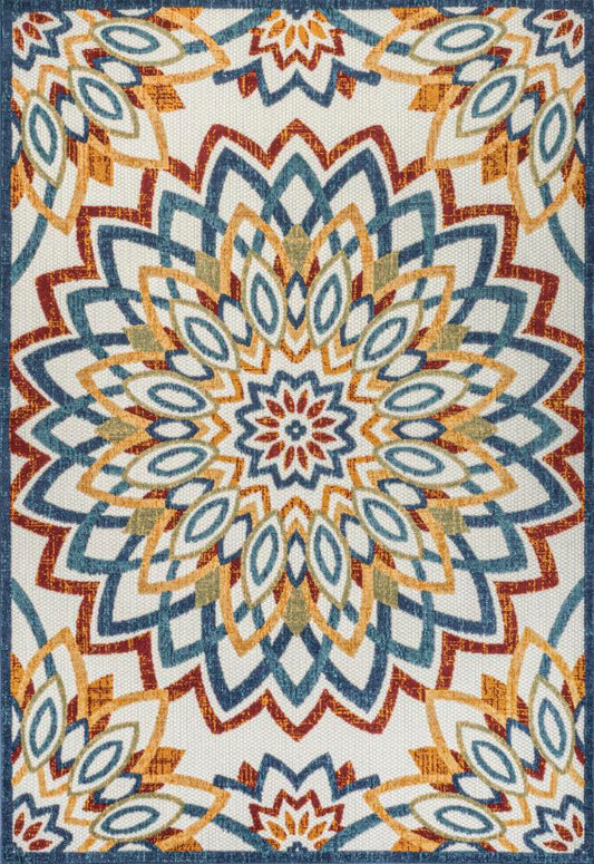 Cas abstract Bold Mandala High-low Indoor/outdoor Area Rug