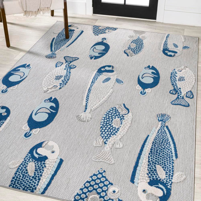 Mann modern Fish High-low Indoor/outdoor Area Rug