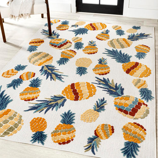 Massey bold Pineapple High-low Indoor/outdoor Area Rug