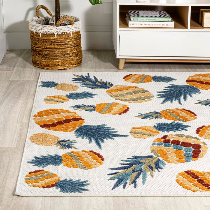 Massey bold Pineapple High-low Indoor/outdoor Area Rug