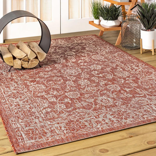 Hart Bohemian Textured Weave Floral Indoor/outdoor Area Rug