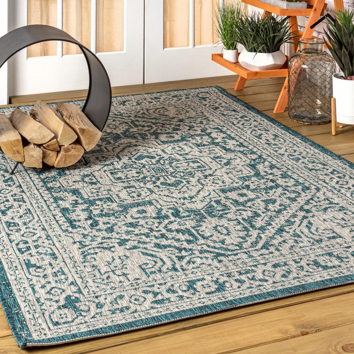 Luke Medallion Textured Weave Indoor/outdoor Area Rug