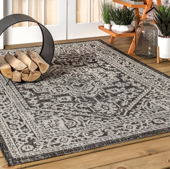 Luke Medallion Textured Weave Indoor/outdoor Area Rug