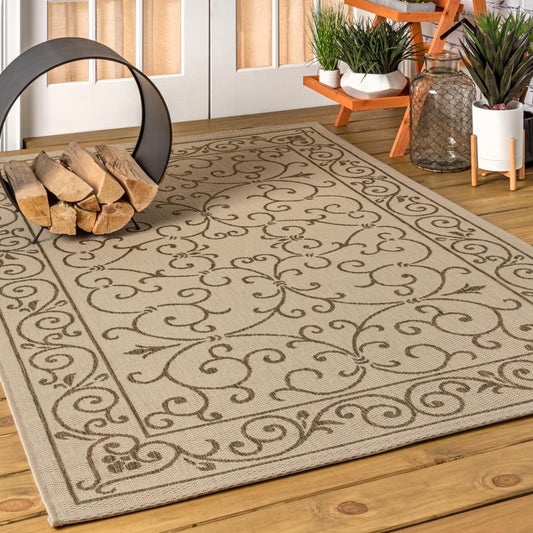 Loretta Vintage Filigree Textured Weave Indoor/outdoor Area Rug