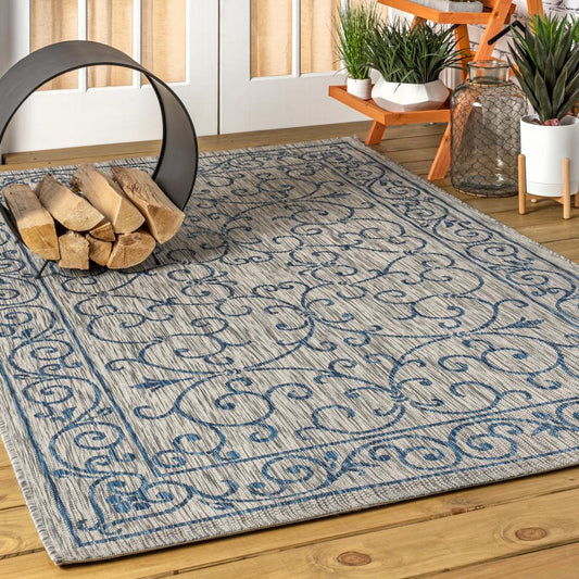 Loretta Vintage Filigree Textured Weave Indoor/outdoor Area Rug