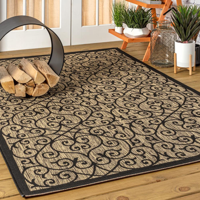 Travis Vintage Filigree Textured Weave Indoor/outdoor Area Rug