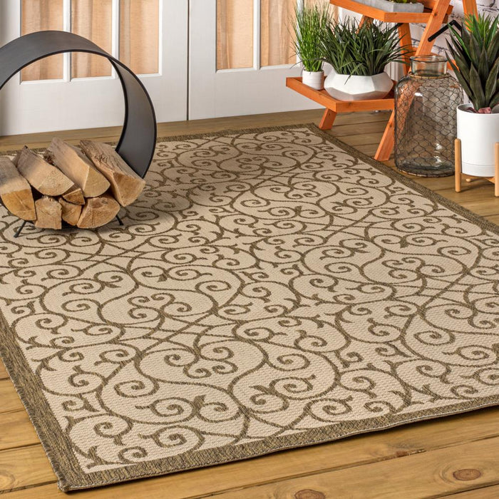 Travis Vintage Filigree Textured Weave Indoor/outdoor Area Rug