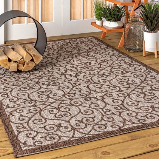 Travis Vintage Filigree Textured Weave Indoor/outdoor Area Rug