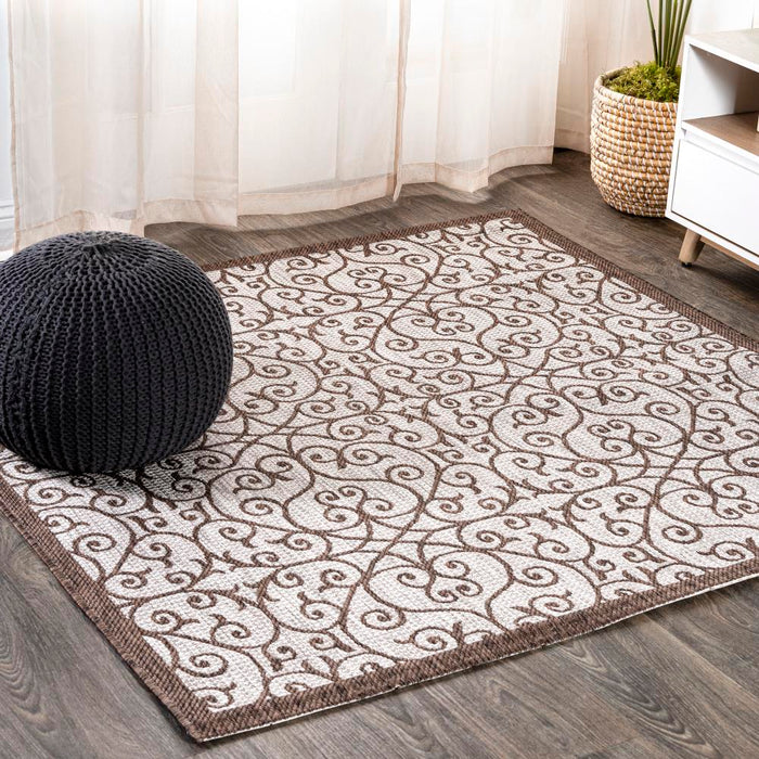 Travis Vintage Filigree Textured Weave Indoor/outdoor Area Rug