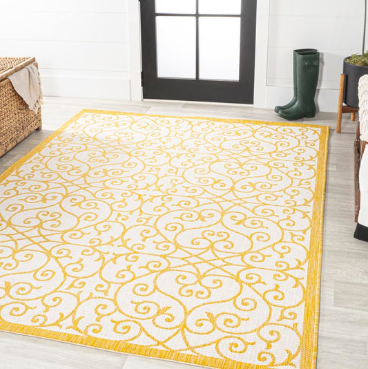 Travis Vintage Filigree Textured Weave Indoor/outdoor Area Rug