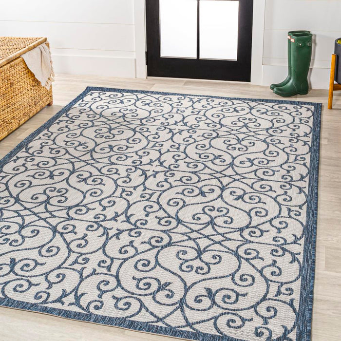 Travis Vintage Filigree Textured Weave Indoor/outdoor Area Rug