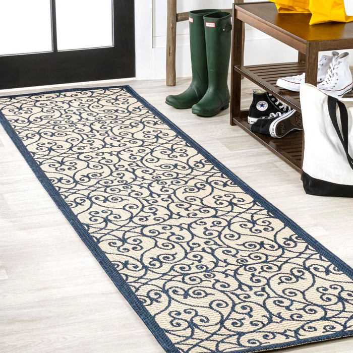 Travis Vintage Filigree Textured Weave Indoor/outdoor Area Rug