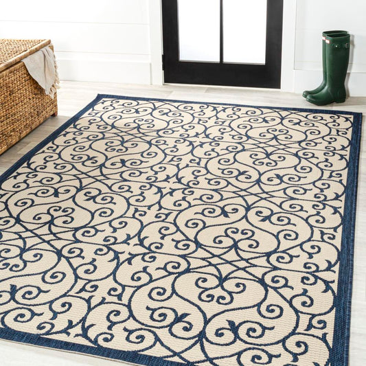 Travis Vintage Filigree Textured Weave Indoor/outdoor Area Rug