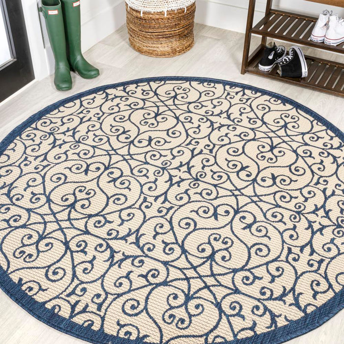 Travis Vintage Filigree Textured Weave Indoor/outdoor Area Rug