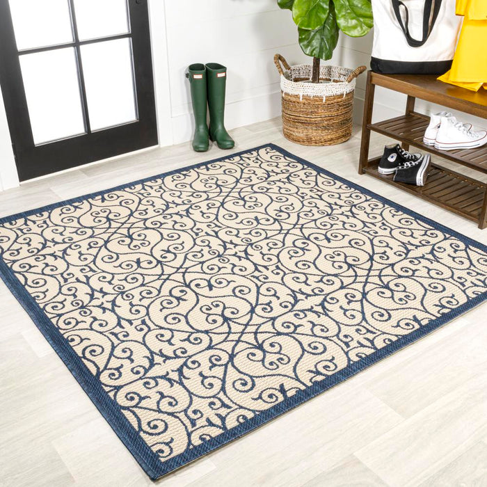 Travis Vintage Filigree Textured Weave Indoor/outdoor Area Rug