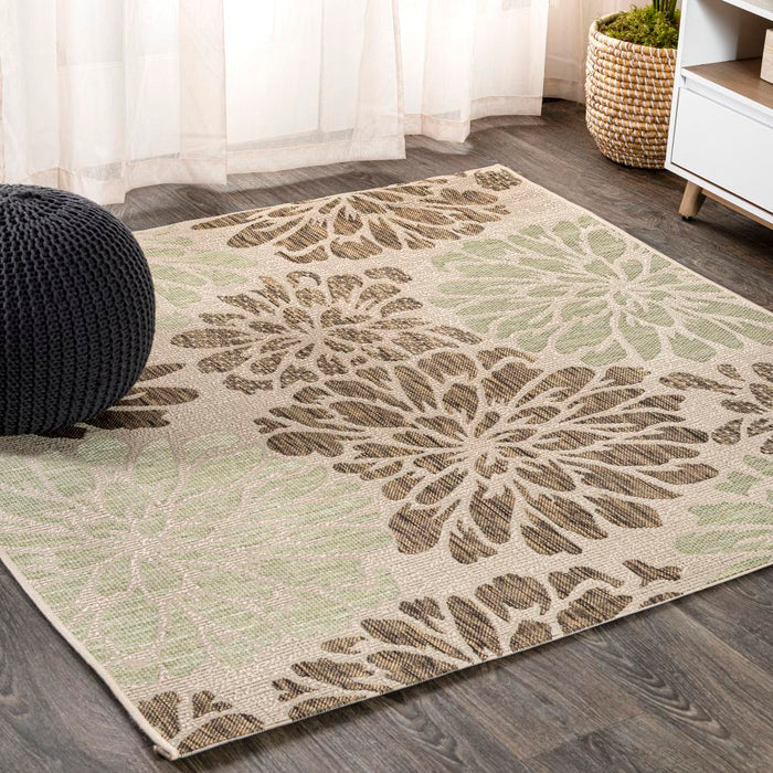 Garcia Modern Floral Textured Weave Indoor/outdoor Area Rug