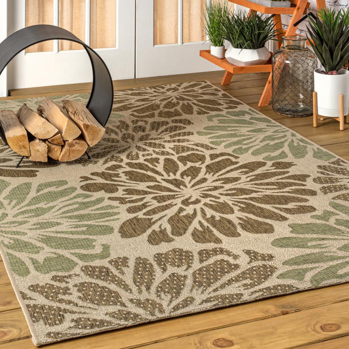 Garcia Modern Floral Textured Weave Indoor/outdoor Area Rug