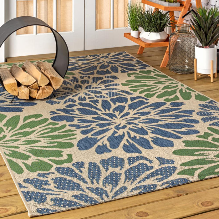 Garcia Modern Floral Textured Weave Indoor/outdoor Area Rug