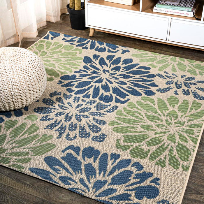 Garcia Modern Floral Textured Weave Indoor/outdoor Area Rug