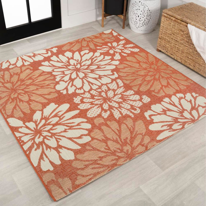 Garcia Modern Floral Textured Weave Indoor/outdoor Area Rug