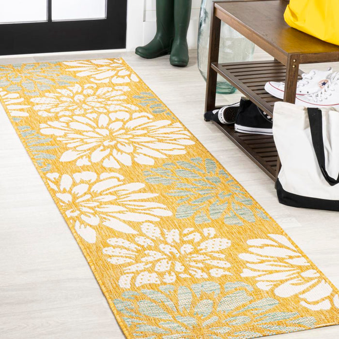 Garcia Modern Floral Textured Weave Indoor/outdoor Area Rug