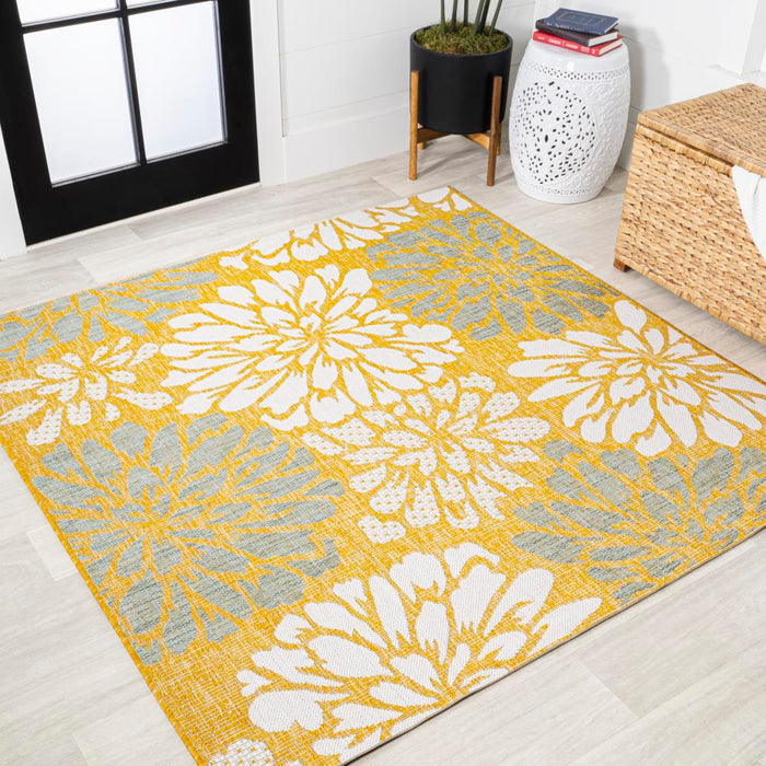 Garcia Modern Floral Textured Weave Indoor/outdoor Area Rug