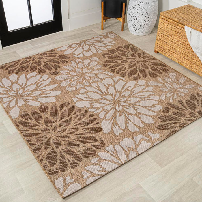 Garcia Modern Floral Textured Weave Indoor/outdoor Area Rug