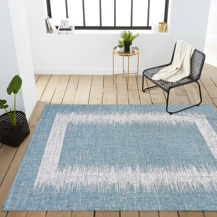 Yangtze Scandi Minimalist Border Indoor/Outdoor Area Rug