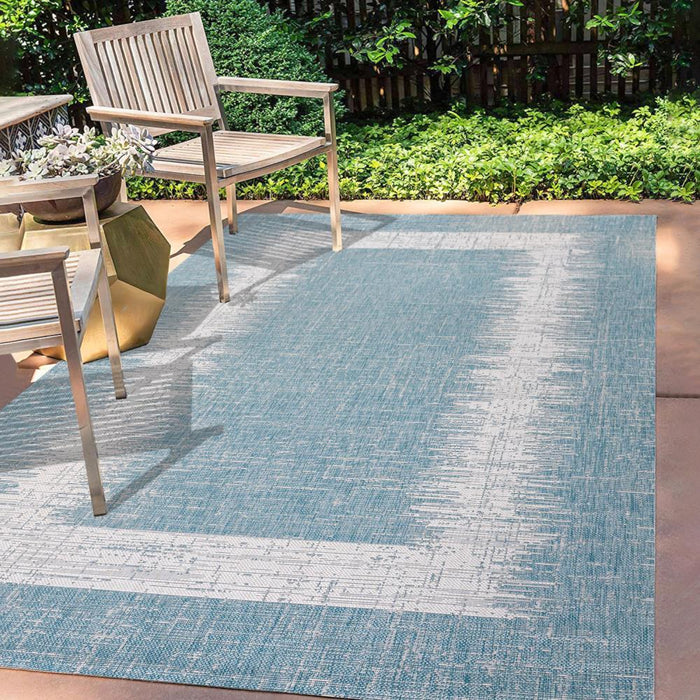 Yangtze Scandi Minimalist Border Indoor/Outdoor Area Rug